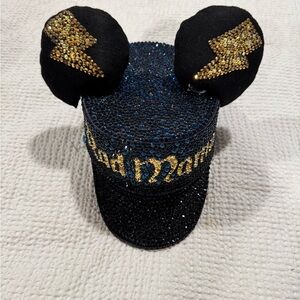 Black and Gold Sequin Hat with Ears